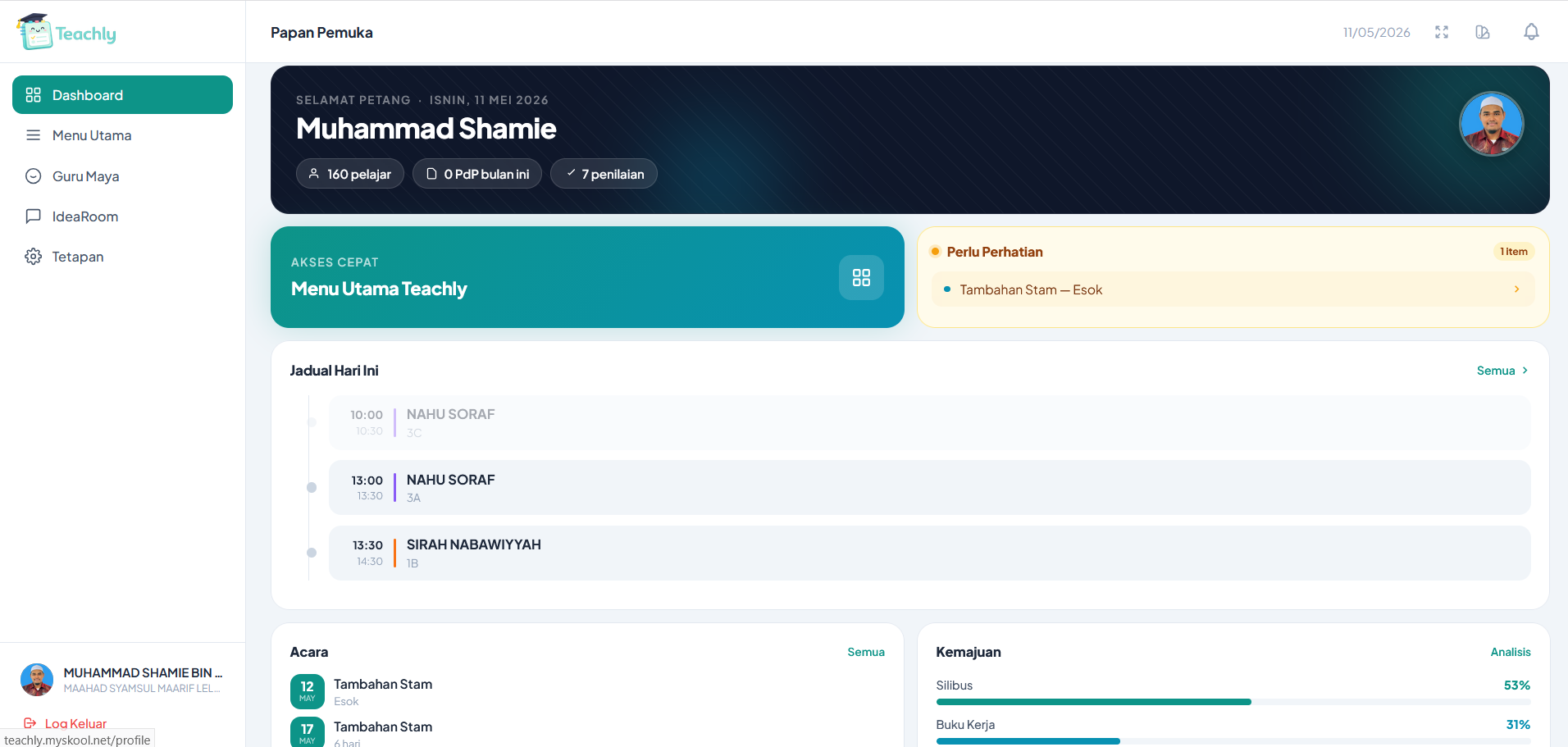 Teachly Jadual