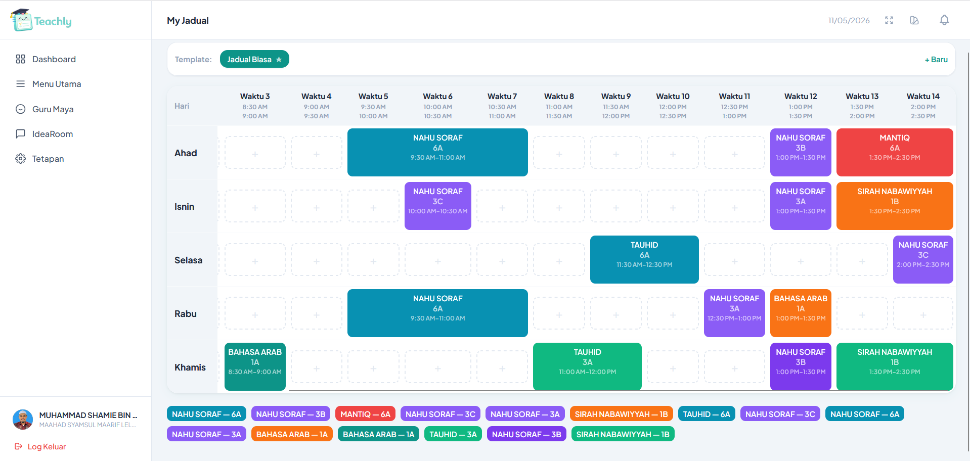 Teachly Menu